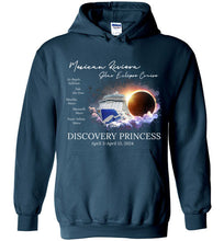Load image into Gallery viewer, Gildan Heavy Blend Hoodie Mexican Riviera Solar Eclipse Cruise White Font 1
