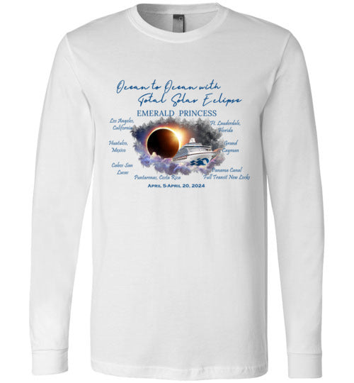 Canvas Long Sleeve T-Shirt The Emerald Princess Ocean to Ocean Total Solar Eclipse Cruise