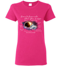 Load image into Gallery viewer, Gildan Ladies Short Sleeve T-Shirt The Emerald Princess Ocean to Ocean Total Solar Eclipse Cruise
