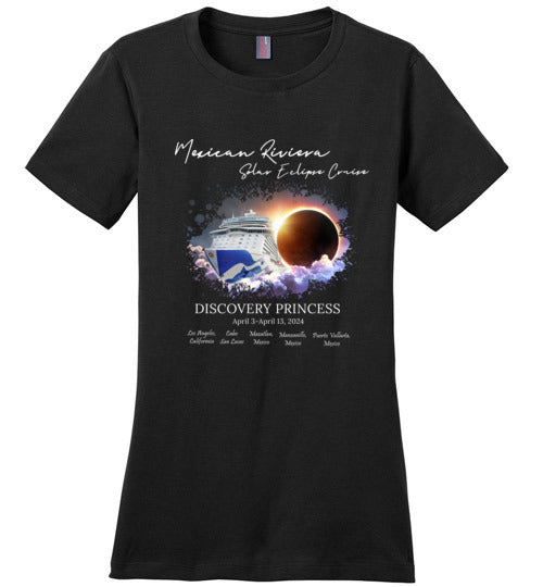 District Made Ladies Perfect Weight Tee Mexican Riviera Solar Eclipse Cruise Original White Font