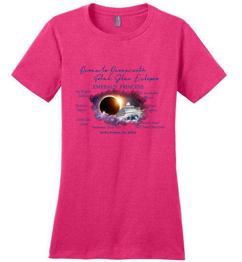 District Made Ladies Perfect Weight Tee The Emerald Princess Ocean to Ocean Total Solar Eclipse Cruise