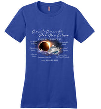 Load image into Gallery viewer, District Made Ladies Perfect Weight T-Shirt The Emerald Princess Ocean to Ocean Total Solar Eclipse Cruise
