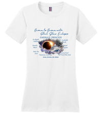 Load image into Gallery viewer, District Made Ladies Perfect Weight Tee The Emerald Princess Ocean to Ocean Total Solar Eclipse Cruise

