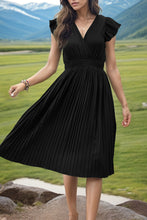 Load image into Gallery viewer, Tied Smocked Waist Flutter Sleeve Dress
