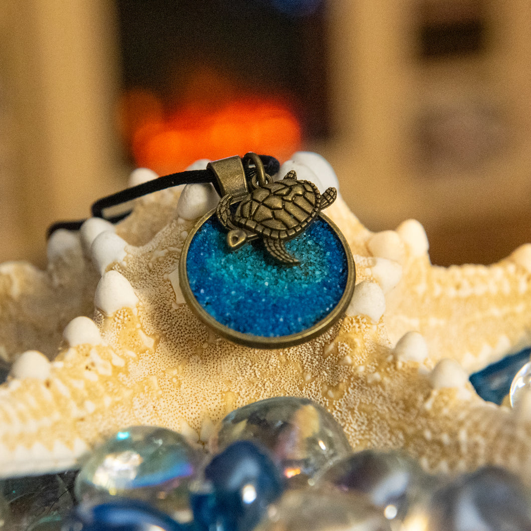 Sea Turtle Bronze Tone Charm Pendant Necklace