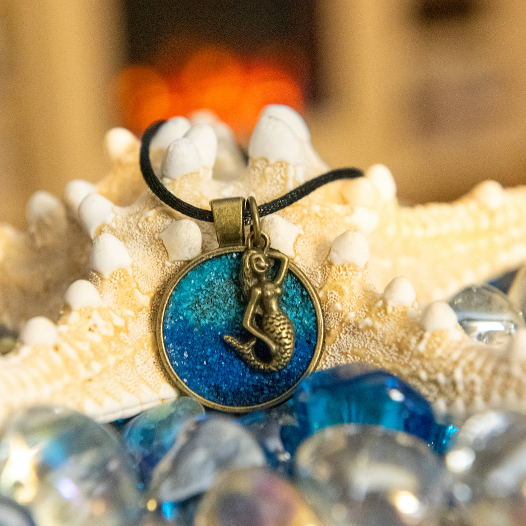 Mermaid Bronze Tone Charm Pendant Necklace