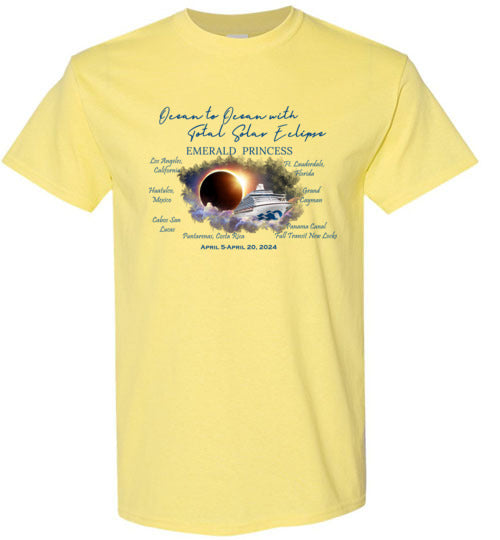 Gildan Short-Sleeve T-Shirt The Emerald Princess Ocean to Ocean Total Solar Eclipse Cruise
