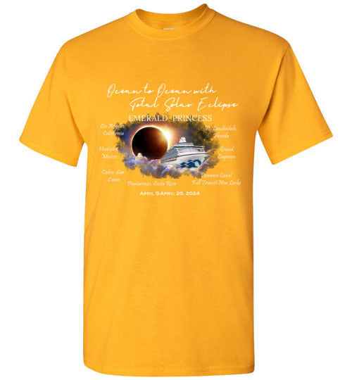 Gildan Short Sleeve T-Shirt The Emerald Princess Ocean to Ocean Total Solar Eclipse Cruise