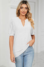 Load image into Gallery viewer, Eyelet Notched Short Sleeve T-Shirt
