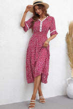 Load image into Gallery viewer, Floral V-Neck Smocked Waist Midi Dress
