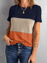 Load image into Gallery viewer, Color Block Round Neck T-Shirt
