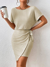 Load image into Gallery viewer, Ribbed Boat Neck Short Sleeve Dress
