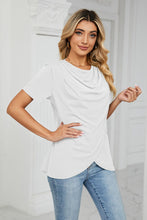 Load image into Gallery viewer, Cowl Neck Tulip Hem Tee Shirt
