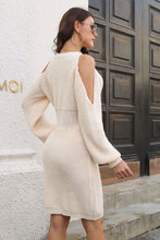 Load image into Gallery viewer, Ribbed Cold Shoulder Long Sleeve Sweater Dress

