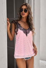 Load image into Gallery viewer, Contrast Lace Trim Swiss Dot Tank

