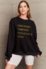 Load image into Gallery viewer, Simply Love Full Size COUNTDOWNS CHAMPAGNE RESOLUTIONS &amp; CHEER Round Neck Sweatshirt
