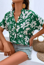Load image into Gallery viewer, Floral Buttoned Notched Neck Blouse
