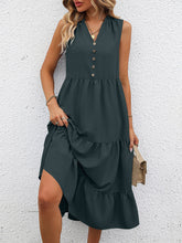 Load image into Gallery viewer, V-Neck Sleeveless Tiered Dress

