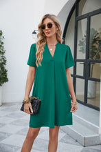 Load image into Gallery viewer, Notched Puff Sleeve Shift Dress

