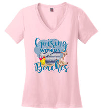 Load image into Gallery viewer, District Made Ladies Perfect Weight V-Neck--Cruising with my Beaches
