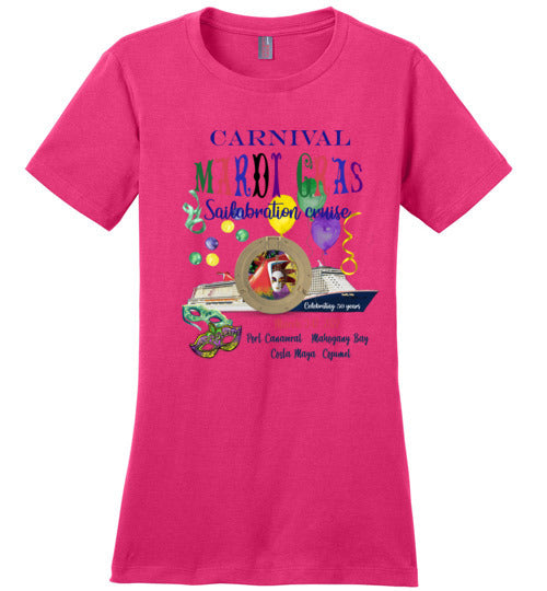 District Made Ladies Perfect Weight T-Shirt--Carnival Mardi Gras Sailabration Porthole shirt