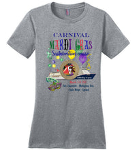 Load image into Gallery viewer, District Made Ladies Perfect Weight T-Shirt--Carnival Mardi Gras Sailabration Porthole shirt
