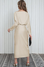 Load image into Gallery viewer, Boat Neck Long Sleeve Twisted Midi Dress
