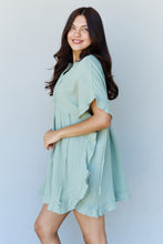 Load image into Gallery viewer, Ninexis Out Of Time Full Size Ruffle Hem Dress with Drawstring Waistband in Light Sage
