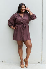 Load image into Gallery viewer, Jade By Jane Hello Darling Full Size Half Sleeve Belted Mini Dress in Charcoal
