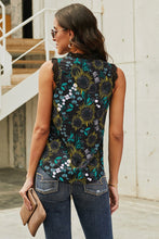 Load image into Gallery viewer, Sunflower Print Lace Trim Tank
