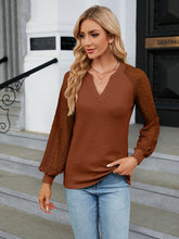 Load image into Gallery viewer, Notched Neck Long Sleeve Blouse
