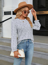 Load image into Gallery viewer, Printed Round Neck Flounce Sleeve Blouse
