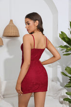 Load image into Gallery viewer, Spaghetti Strap Sweetheart Neck Lace Bodycon Dress
