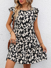 Load image into Gallery viewer, Printed Round Neck Cap Sleeve Mini Dress
