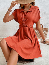 Load image into Gallery viewer, Collared Neck Short Sleeve Twisted Dress
