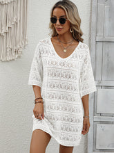 Load image into Gallery viewer, Openwork V-Neck Mini Knit Dress
