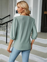 Load image into Gallery viewer, Notched Neck Three-Quarter Sleeve Blouse
