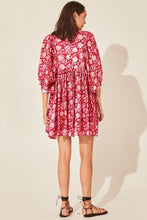 Load image into Gallery viewer, Floral Tie Neck Lantern Sleeve Dress
