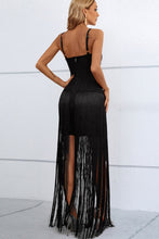 Load image into Gallery viewer, Cutout Strappy Neck Fringe Dress
