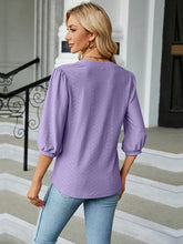 Load image into Gallery viewer, Notched Neck Three-Quarter Sleeve Blouse
