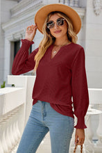 Load image into Gallery viewer, Eyelet Notched Lantern Sleeve T-Shirt
