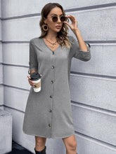 Load image into Gallery viewer, Button Down V-Neck Mini Dress
