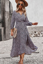 Load image into Gallery viewer, Floral Surplice Neck Long Sleeve Dress
