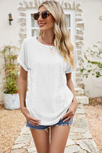 Load image into Gallery viewer, Full Size Round Neck Eyelet Short Sleeve Top
