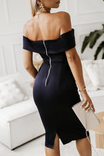 Load image into Gallery viewer, Off-Shoulder Zip-Back Slit Dress
