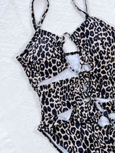 Load image into Gallery viewer, Leopard Cutout Tied One-Piece Swimsuit
