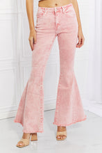 Load image into Gallery viewer, Color Theory Flip Side Fray Hem Bell Bottom Jeans in Pink
