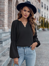 Load image into Gallery viewer, Notched Neck Long Sleeve Top

