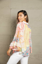 Load image into Gallery viewer, Double Take Printed Lace Trim Buttoned Blouse
