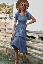 Load image into Gallery viewer, Short Sleeve Frill Trim Buttoned Dress
